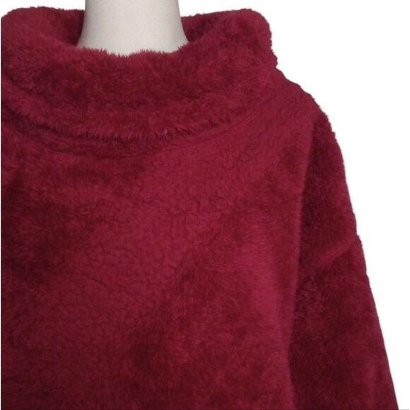 Sundance Sasha Burgundy Fleece Teddy Cowl Neck Pullover Sweater Size Small - Picture 2 of 8